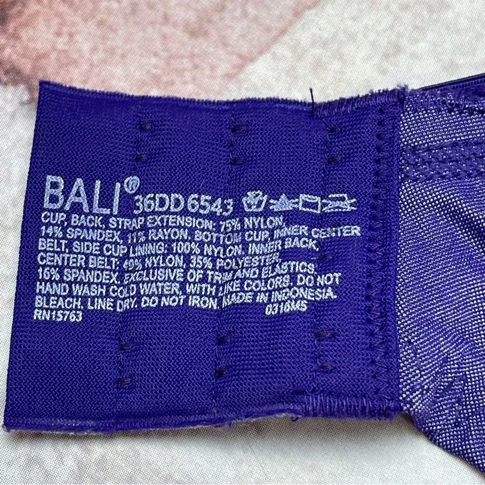 Bali Women's Lace Desire 6543 Purple Lace Bra Size 36DD - Picture 5 of 9